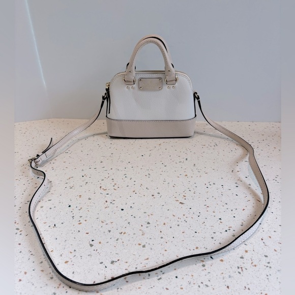 Kate Spade Mini Bag Handbag Crossbody or Carry‎ Satchel Purse White/Tan Leather - Picture 9 of 14
